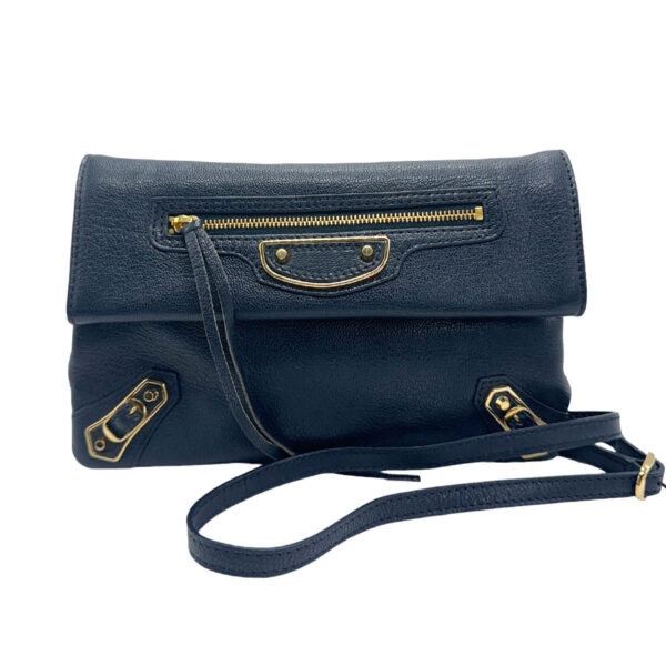 z1230 1 Balenciaga Leather Envelope Shoulder Bag Blue