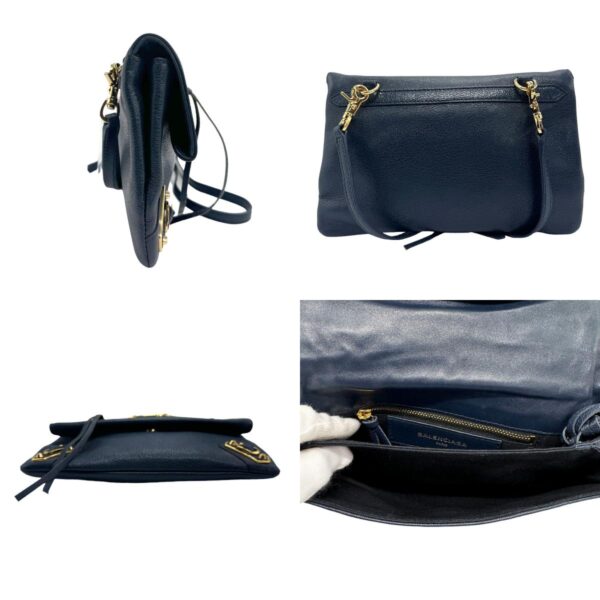 z1230 2 c Balenciaga Leather Envelope Shoulder Bag Blue