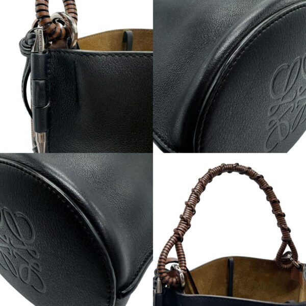 z1239 7 c Loewe Gate Bucket Leather Shoulder Bag Black Brown