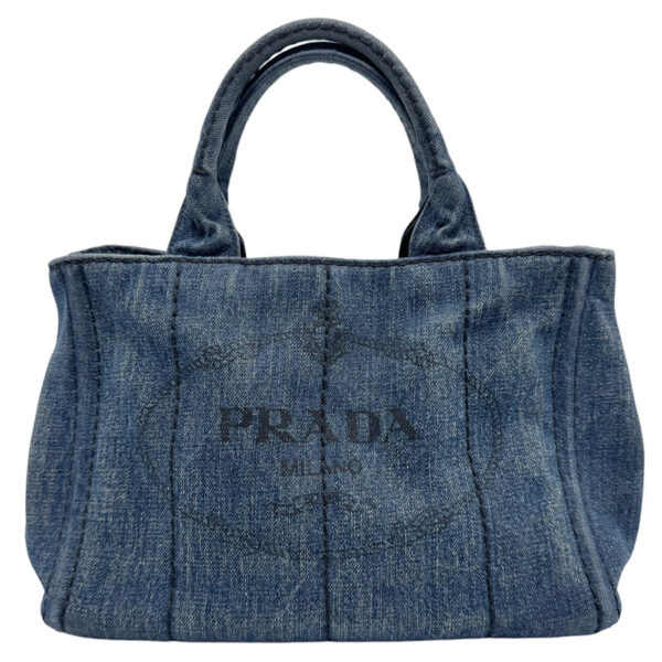 z1248 1 Prada Shoulder Bag Canapa Denim Indigo Blue