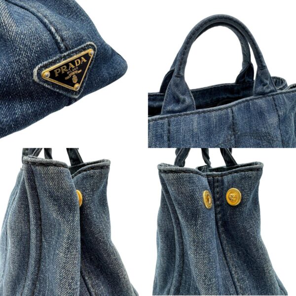 z1248 10 c Prada Shoulder Bag Canapa Denim Indigo Blue