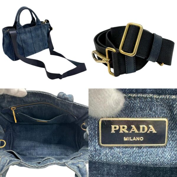 z1248 14 c Prada Shoulder Bag Canapa Denim Indigo Blue