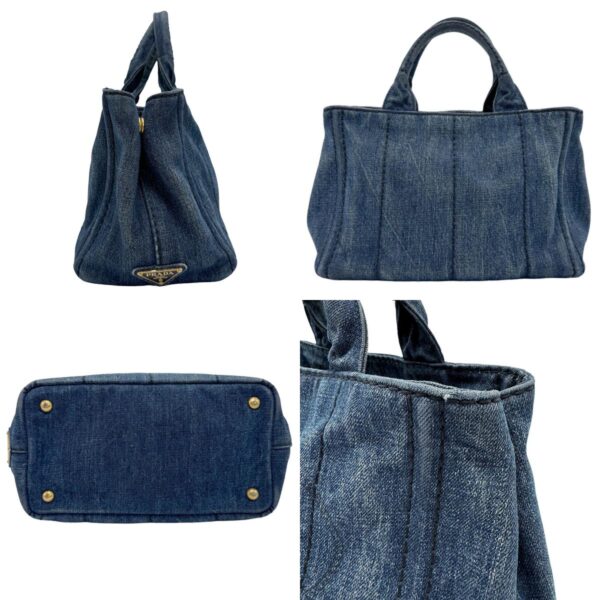 z1248 2 c Prada Shoulder Bag Canapa Denim Indigo Blue