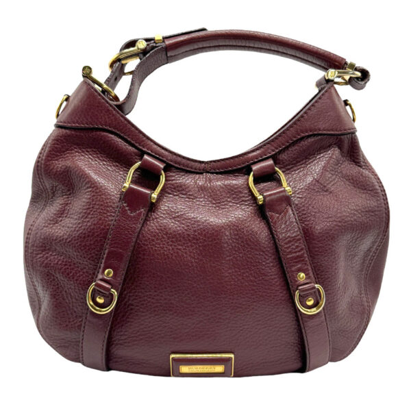 z1253 1 Burberry Leather Shoulder Bag Burgundy