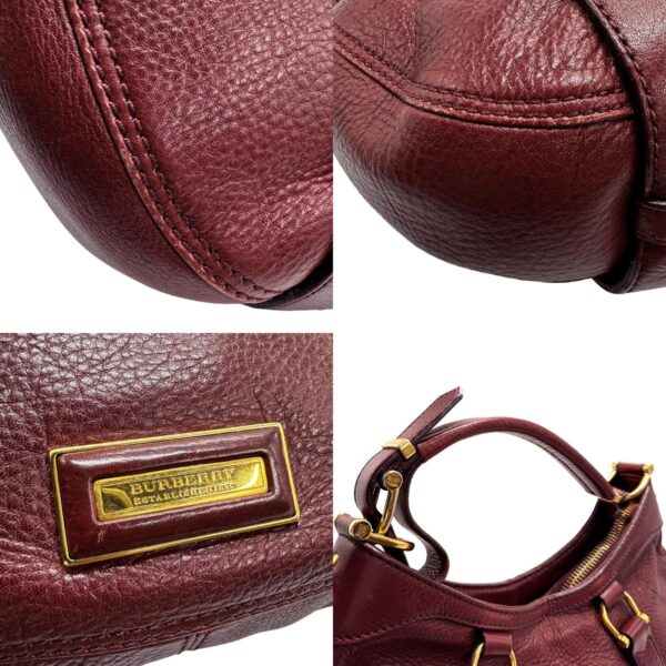 z1253 10 c Burberry Leather Shoulder Bag Burgundy