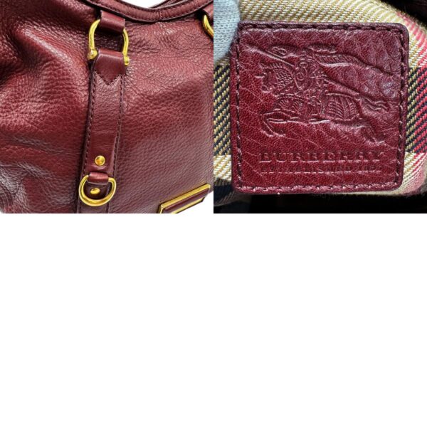 z1253 14 c Burberry Leather Shoulder Bag Burgundy