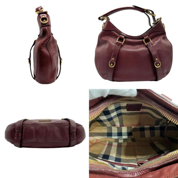 z1253 2 c Burberry Leather Shoulder Bag Burgundy