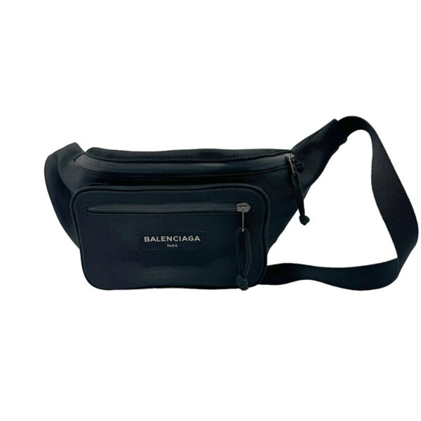 z1269 1 Balenciaga Nylon Waist Bag Black