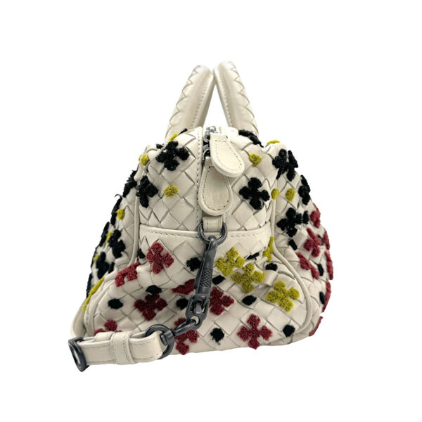 z1276 2 Bottega Veneta Intrecciato Leather Handbag White Multicolor