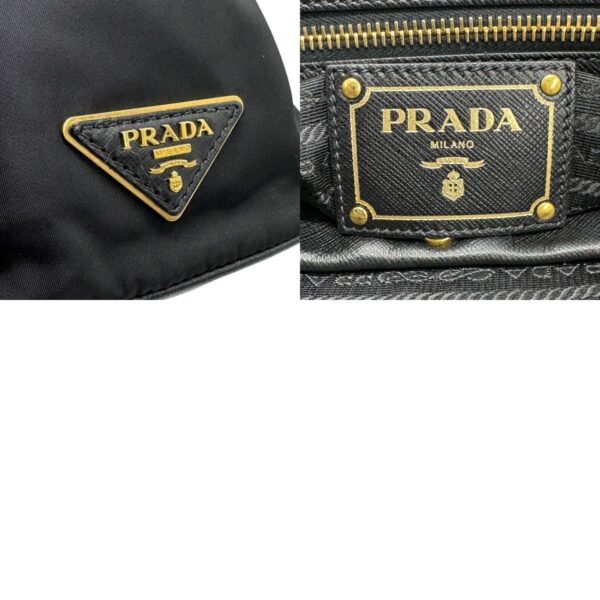 z1279 14 c Prada Shoulder Bag Leather Nylon Black