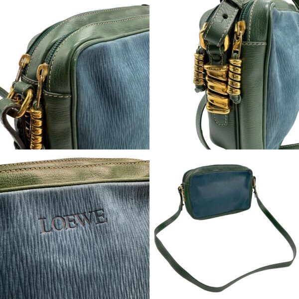 z1290 8 c Loewe Leather Shoulder Bag Green Blue