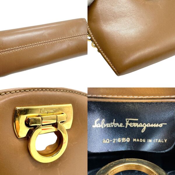 z1306 10 c Salvatore Ferragamo Gancini Leather Shoulder Bag Camel