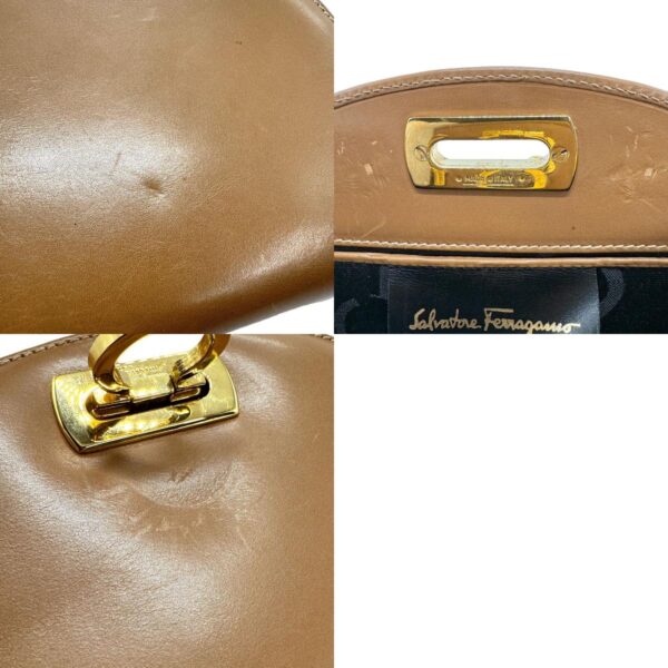 z1306 14 c Salvatore Ferragamo Gancini Leather Shoulder Bag Camel