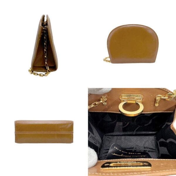 z1306 2 c Salvatore Ferragamo Gancini Leather Shoulder Bag Camel