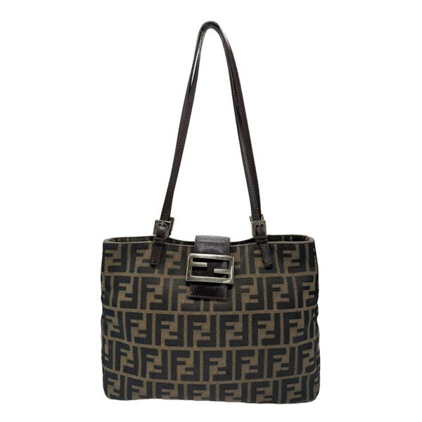 z1318 1 Fendi Handbag Zucca Canvas Brown