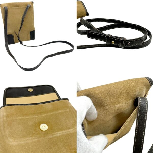 z1326 10 c Loewe Anagram Suede Leather Crossbody Shoulder Bag Brown