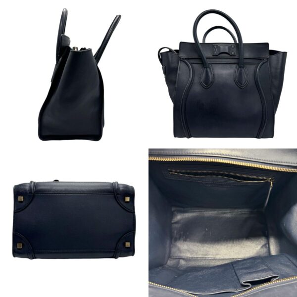 z1372 2 c Celine Luggage Mini Shopper Handbag Leather Navy