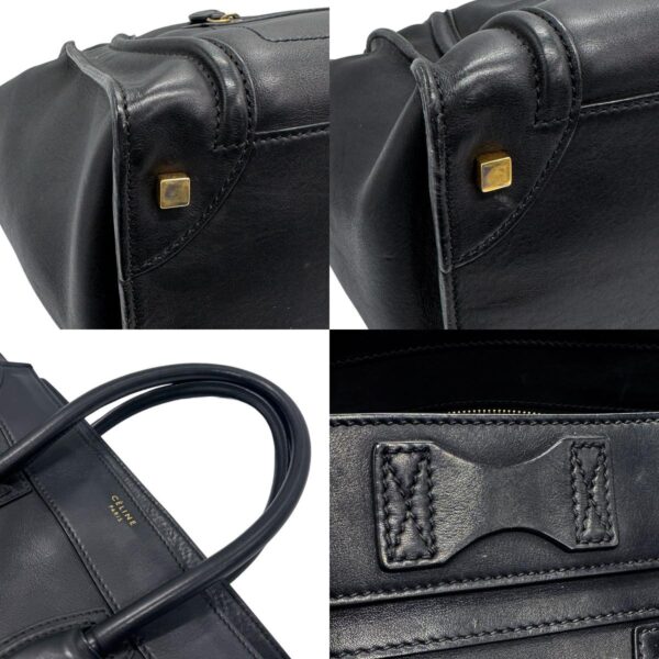 z1383 11 c Celine Luggage Mini Shopper Handbag Leather Black