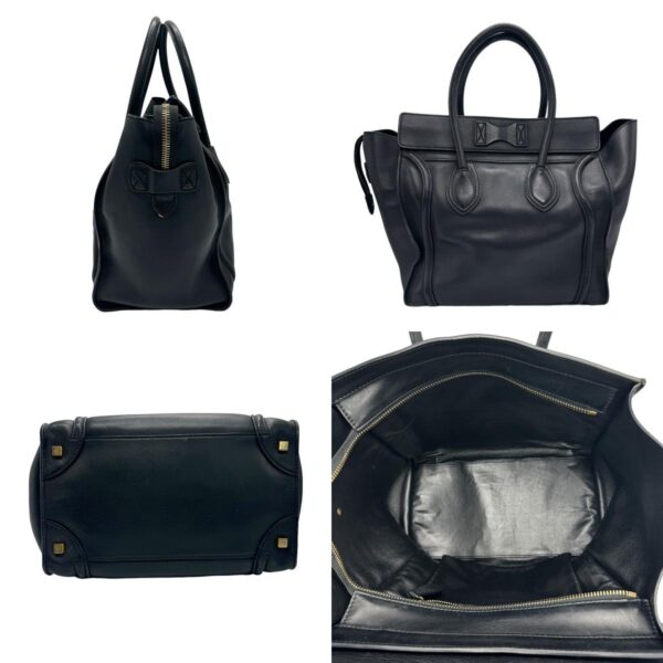 z1383 2 c Celine Luggage Mini Shopper Handbag Leather Black