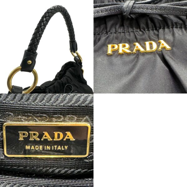 z1442 11 c Prada Shoulder Bag Nylon Leather Black