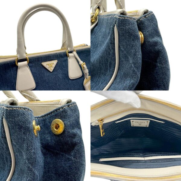 z1454 10 c Prada Handbag Denim Leather Blue White