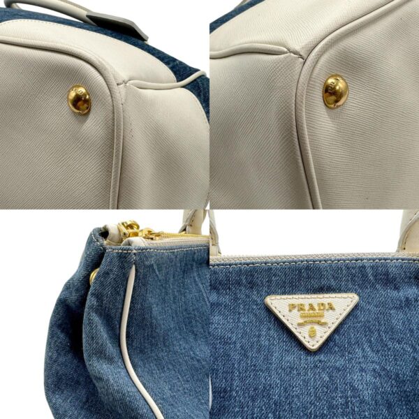 z1454 6 c Prada Handbag Denim Leather Blue White