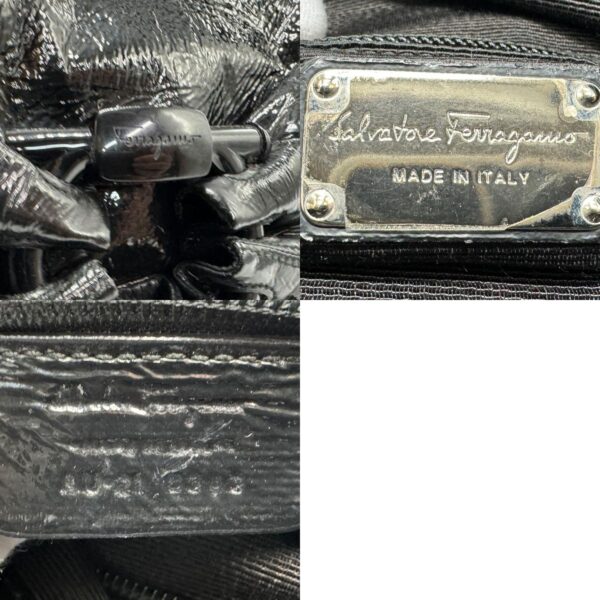 z1505 11 c Salvatore Ferragamo Gancini Enamel Handbag Black