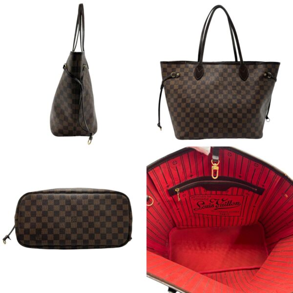 z1529 2 c Louis Vuitton Neverfull MM Damier Canvas Handbag Brown