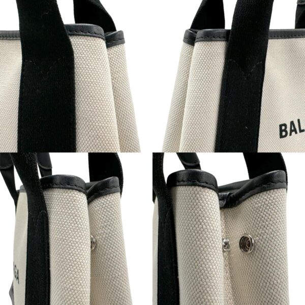 z1535 6 c Balenciaga Cabas XS Canvas Tote Bag Black Ivory