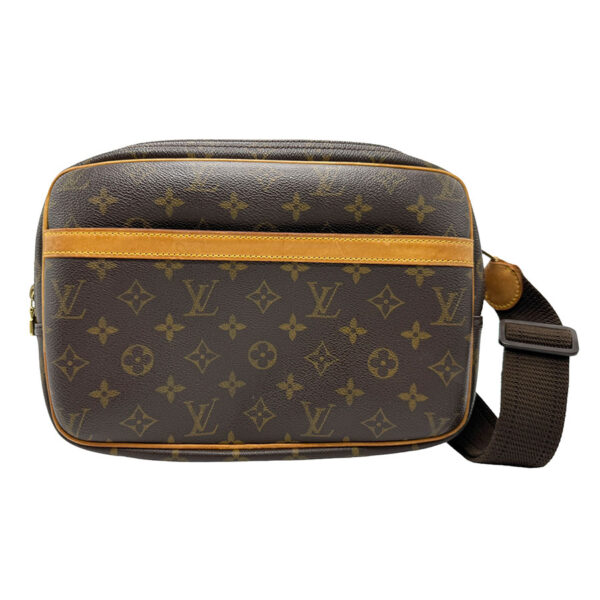 z1537 1 Louis Vuitton Reporter PM Monogram Canvas Shoulder Bag Brown