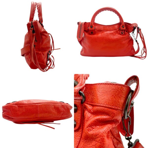 z1569 2 c Balenciaga The Town Leather Shoulder Bag Red