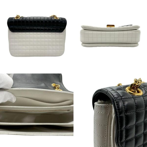 z1581 3 c Celine Small C Shoulder Bag Leather Black White