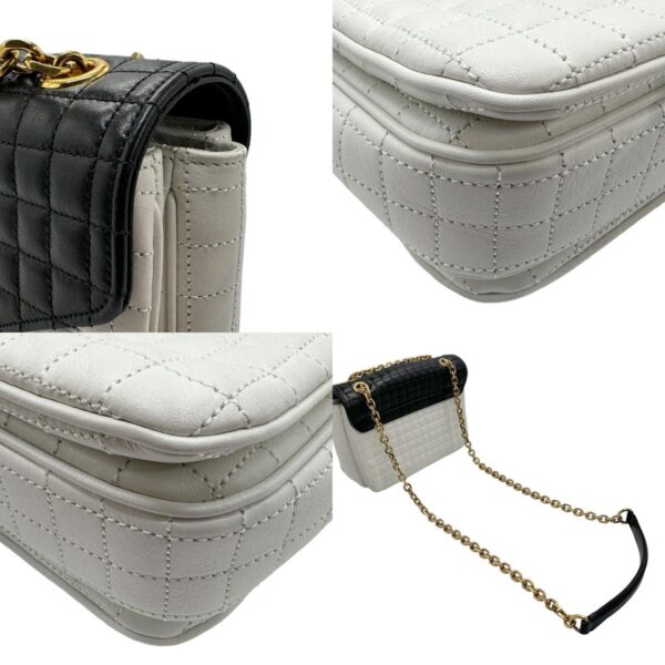 z1581 7 c Celine Small C Shoulder Bag Leather Black White