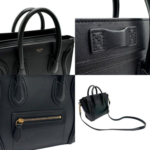 z1692 10 c Celine Luggage Nano Shopper Shoulder Bag Leather Black