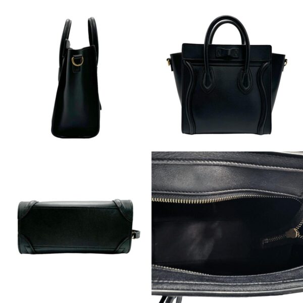 z1692 2 c Celine Luggage Nano Shopper Shoulder Bag Leather Black