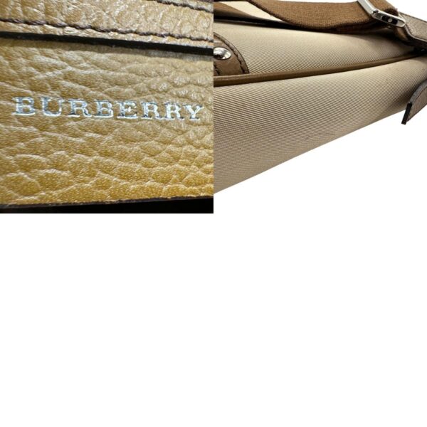 z1696 14 c Burberry Canvas Leather Shoulder Bag Beige Khaki