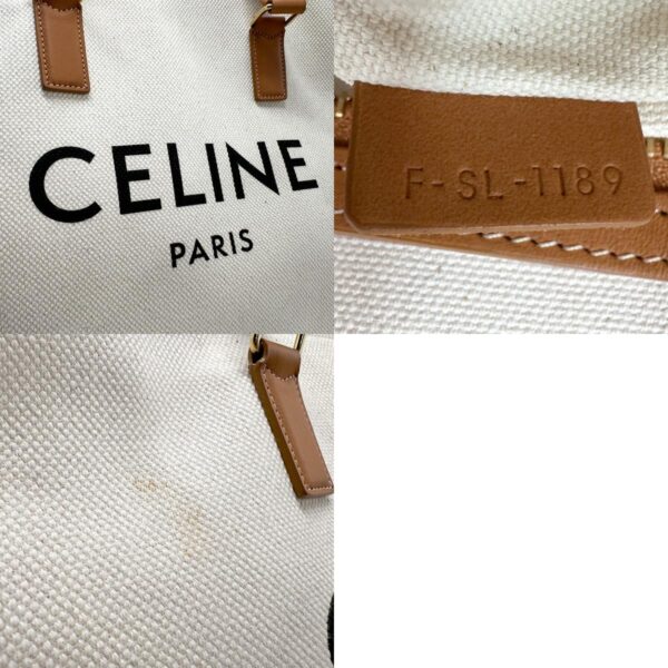 z1710 14 c Celine Horizontal Hippo Shoulder Bag Canvas Leather White Brown