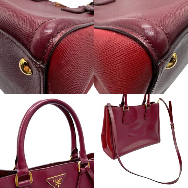 z1712 10 c Prada Shoulder Bag Leather Bordeaux Red