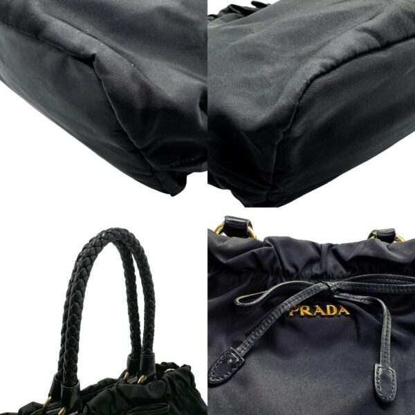 z1721 10 c Prada Handbag Nylon Leather Black