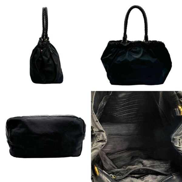 z1721 2 c Prada Handbag Nylon Leather Black