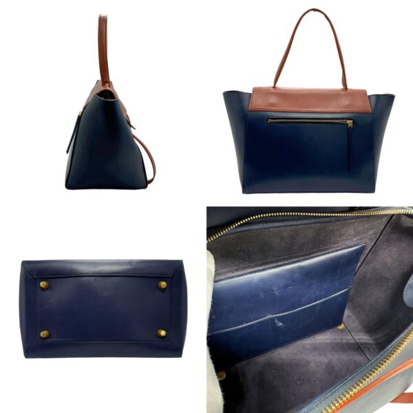 z1727 2 c Celine Belt Bag Shoulder Bag Leather Blue Brown