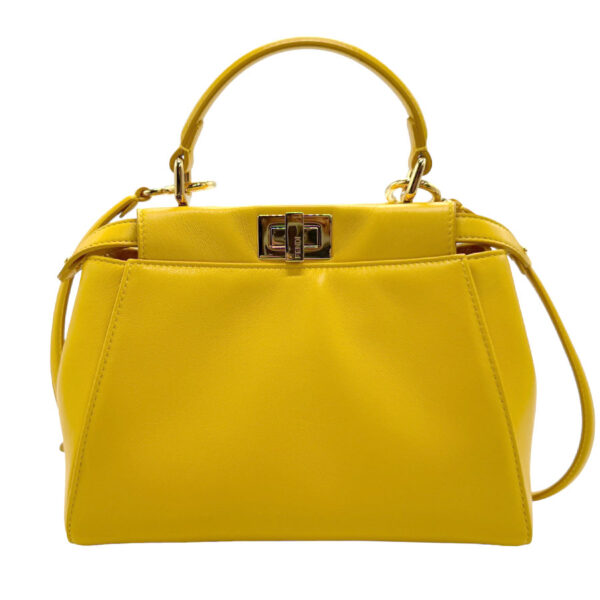 z1743 1 Fendi Mini Peekaboo Shoulder Bag Leather Yellow