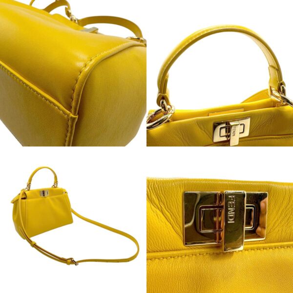 z1743 10 c Fendi Mini Peekaboo Shoulder Bag Leather Yellow