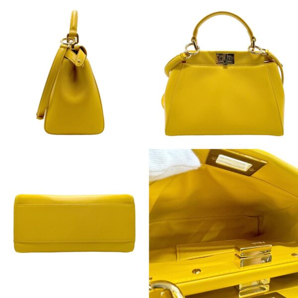 z1743 2 c Fendi Mini Peekaboo Shoulder Bag Leather Yellow