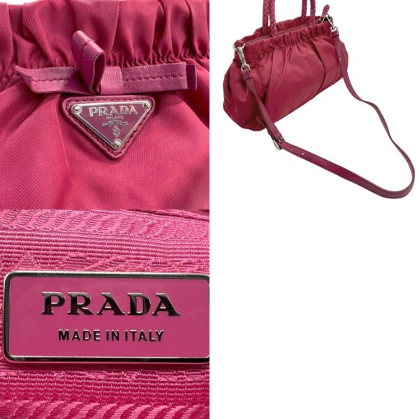 z1746 11 c Prada Shoulder Bag Nylon Leather Magenta