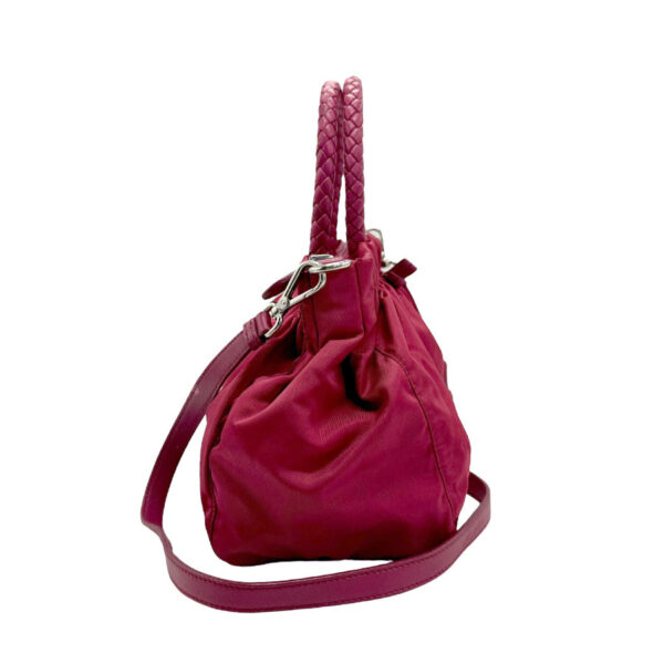 z1746 2 Prada Shoulder Bag Nylon Leather Magenta