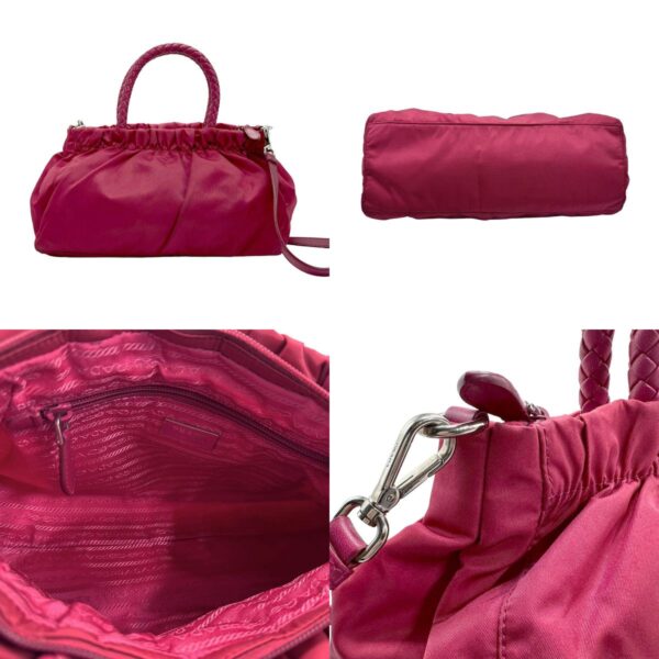 z1746 3 c Prada Shoulder Bag Nylon Leather Magenta