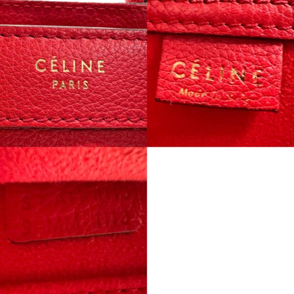 z1749 14 c Celine Luggage Nano Shopper Crossbody Shoulder Bag Leather Red