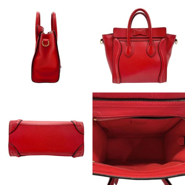 z1749 2 c Celine Luggage Nano Shopper Crossbody Shoulder Bag Leather Red