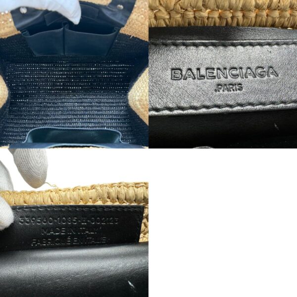 z1758 11 c Balenciaga Tote Bag Raffia Leather Beige Brown Black